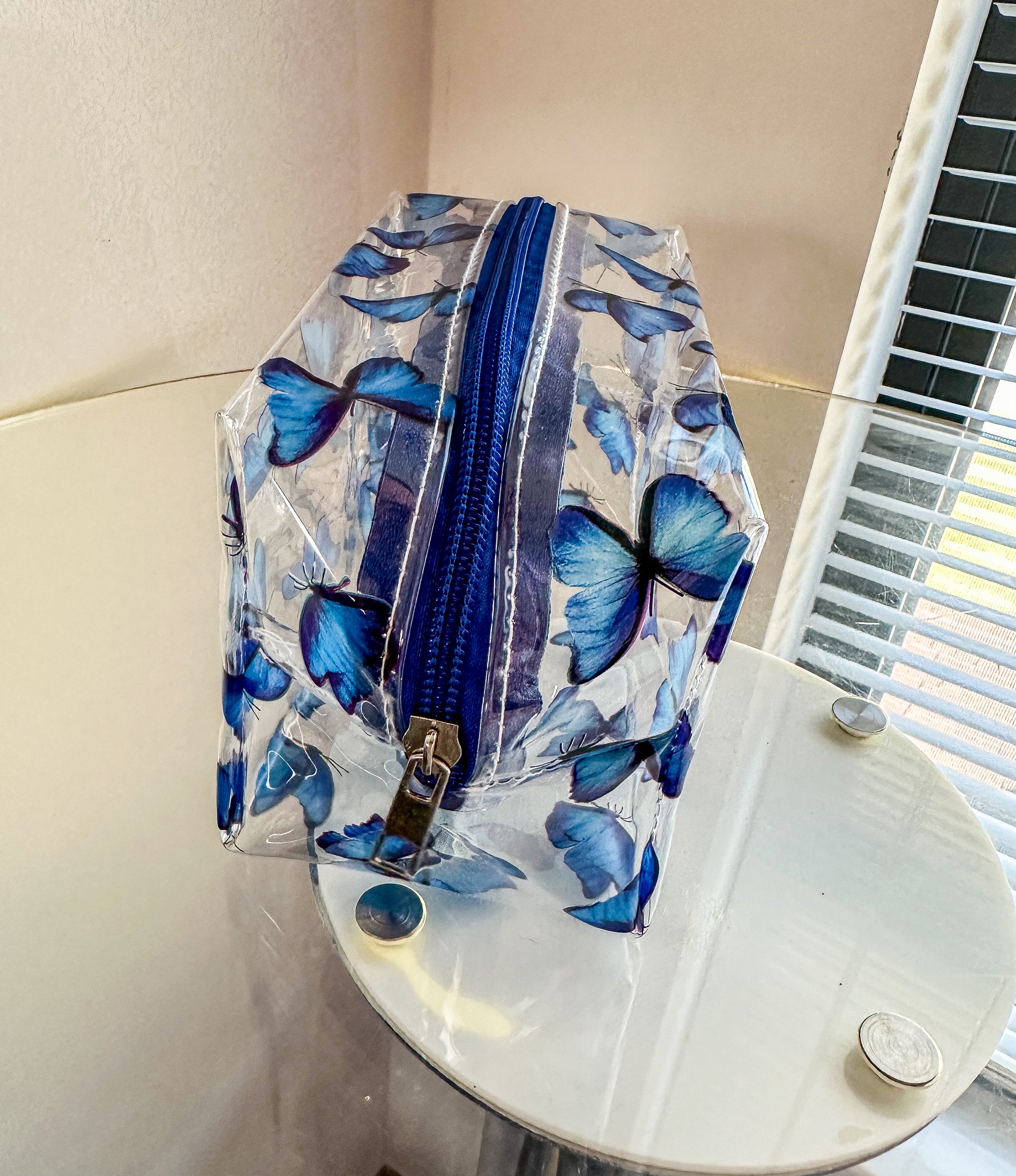 Blue Butterfly Makeup Bag
